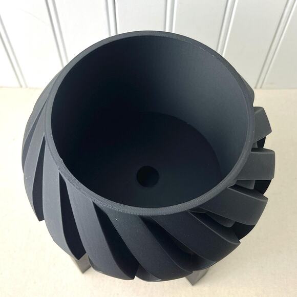 Geometric Indoor Planter Pot, Manse Planter Pot, Swirl Chevron Design - Picture 5 of 10